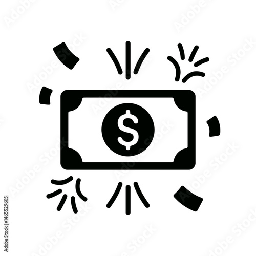  Money Celebration Silhouettes in black on a white background 