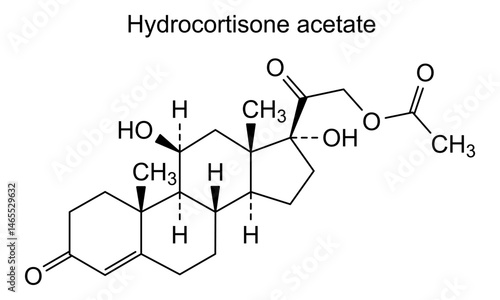 Chemical structure of hydrocortisone acetate, drug substance