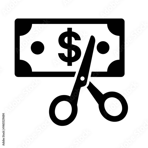 Cutting Money Silhouettes in black on a white background 