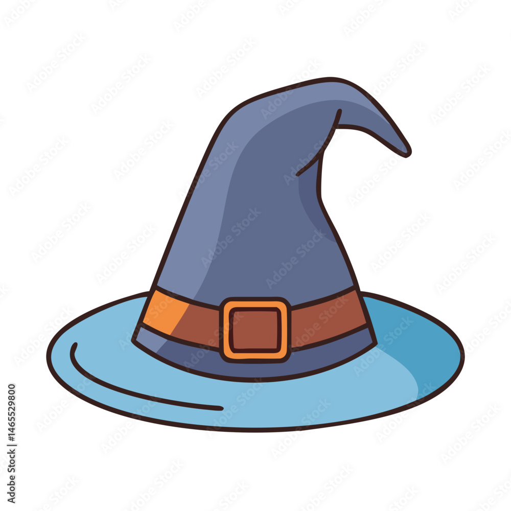 Fototapeta premium Illustration of a halloween witch hat with buckle for costume party and decoration item