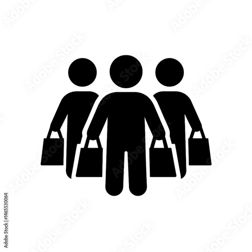  Shopping Group Silhouettes in black on a white background