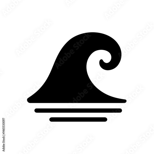  Tsunami Silhouettes in black on a white background 