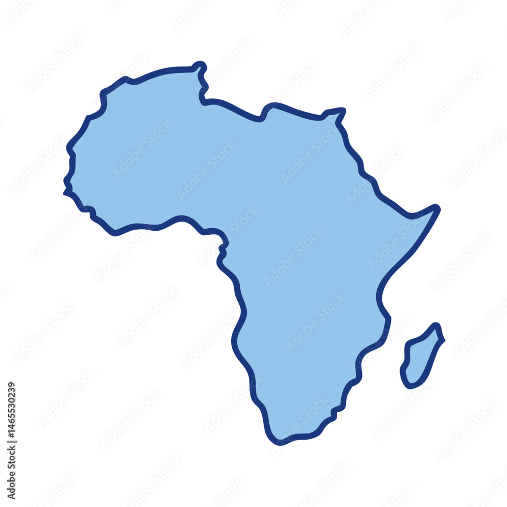 Africa continent map outline vector illustration for geography education and travel design Africa continent map outline vector illustration for geography education and travel design