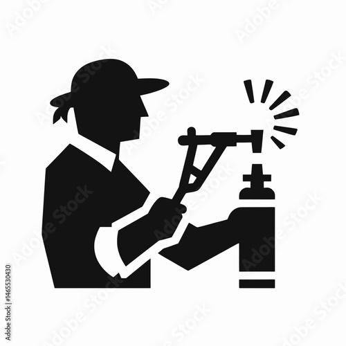  Blacksmith Blowtorch Silhouettes in black on a white background