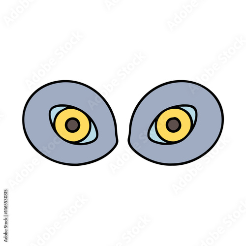 Illustration of two eyes with yellow irises and gray sclera vector graphic art design element