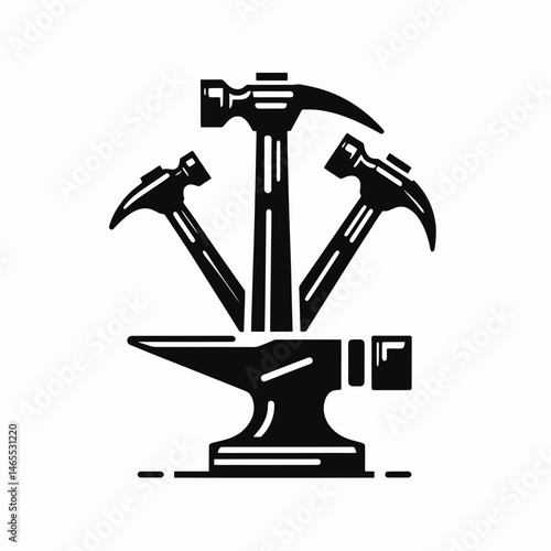 Blacksmith Lump Hammers Silhouettes in black on a white background
