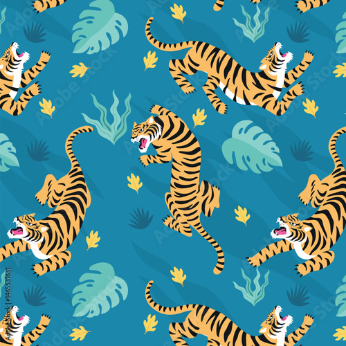 tiger pattern vector design illustration