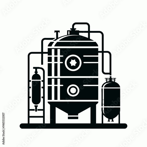  Beer Fermentation Tank Silhouettes in black on a white background