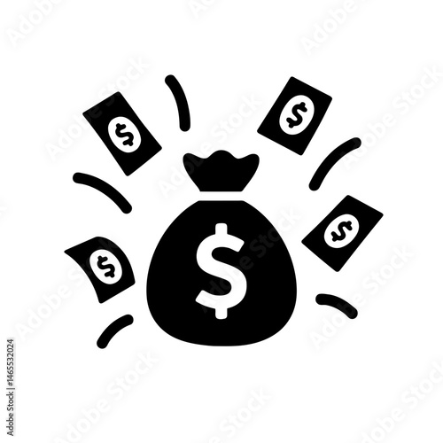  Money Celebration Silhouettes in black on a white background 