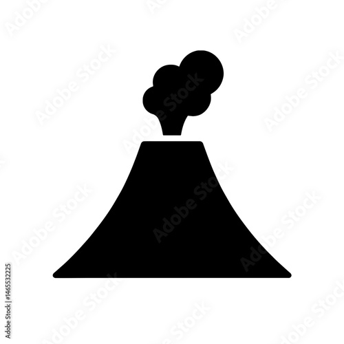  Volcano Silhouettes in black on a white background 