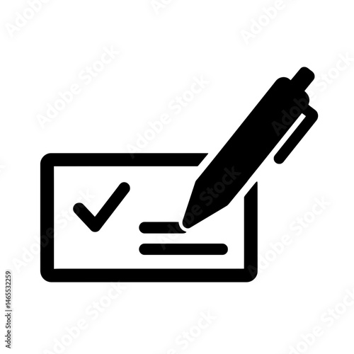  Writing Check Silhouettes in black on a white background