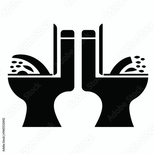   Bidet Silhouettes in black on a white background 
