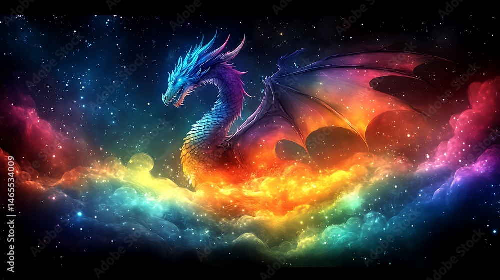 Obraz premium Fantasy dragon glowing with fiery power high resolution hd picture