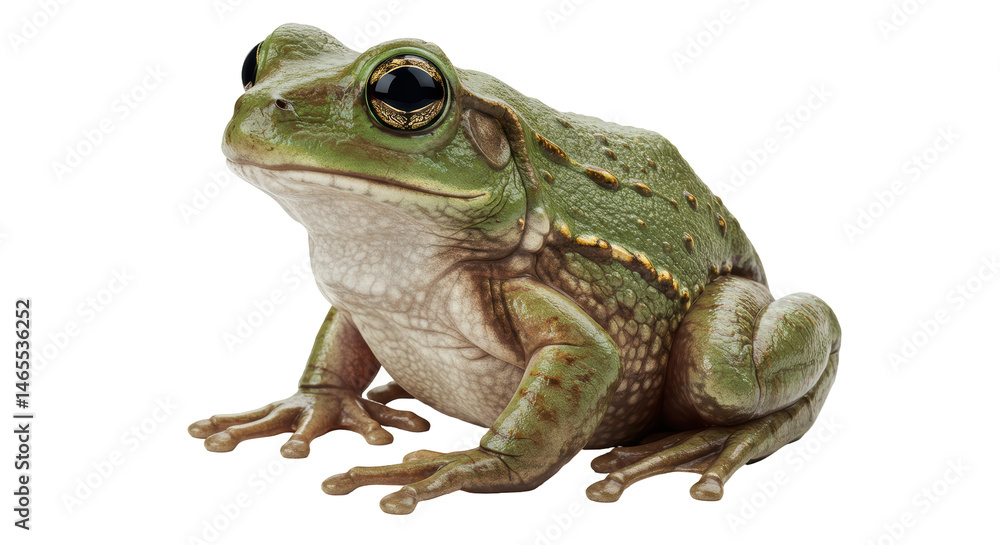 Obraz premium Isolated Green Tree Frog Resting on a White Surface
