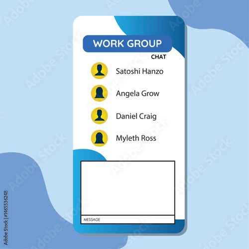 Work chat contact list. Vector