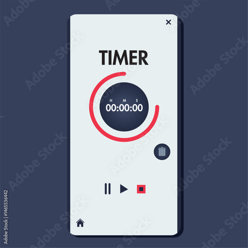 Dark theme timer UI. Vector