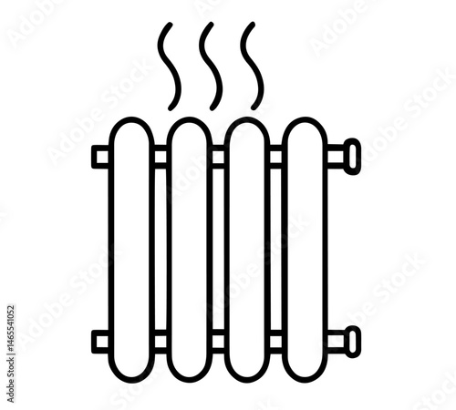Hot Radiator with Rising Steam Lines. Home Heating System, Warm Indoor Climate, Winter Comfort, Central Heating Efficiency, Heat Energy Distribution, Temperature Control