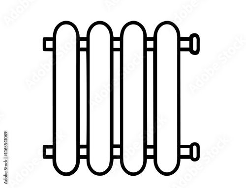 Classic Radiator with Vertical Heating Sections. Warm Heater Unit for Indoor Temperature, Home Heating System, Winter Comfort, Central Heating, Energy Efficiency and Thermal Regulation