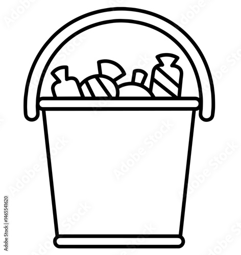Halloween Candy Bucket Filled with Wrapped Sweets. Trick or Treat Tradition, Holiday Sugar Collection, Kids' Party Favor, Spooky Festive Symbol, and October Holiday Activity