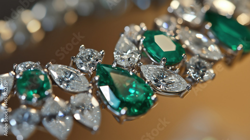 Obraz na płótnie Detailed view of multiple diamond shapes: emerald, oval, marquise, pear. w salonie