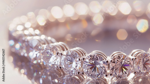 Obraz na płótnie Close-up of a diamond bracelet shimmering in soft light. w salonie