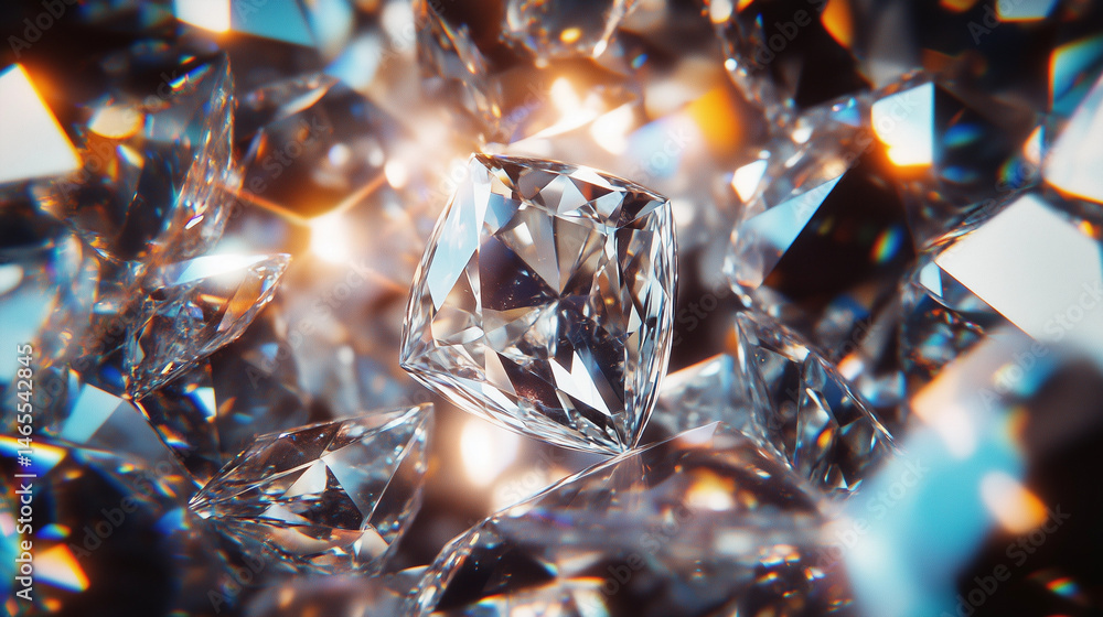 Macro shot of a flawless diamond under a jewelerâs loupe.