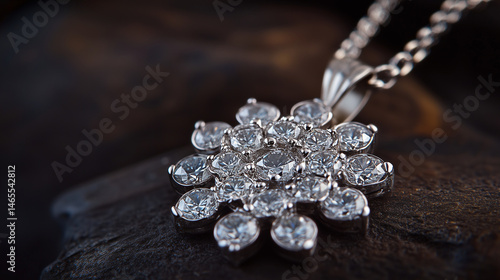 Obraz na płótnie Detailed image of a cluster of small pavé diamonds on a pendant. w salonie