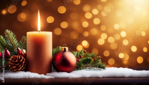 burning advent candle abstract christmas background first advent sunday vertical upright format with copy space