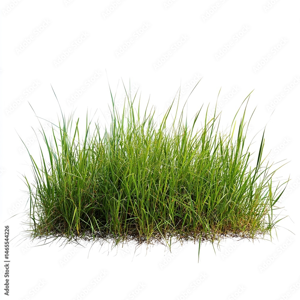 Obraz premium A patch of green grass with a white background isolated for use in design and compositions art
