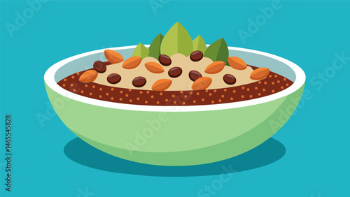 A fusion of flavors in every forkful of cumined Andean quinoa blended with savory raisins and crunchy almonds.. Vector illustration