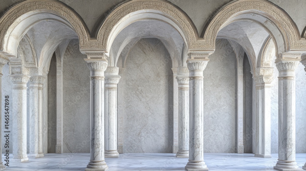 Fototapeta premium Elegant Marble Columns and Arches in a Grand Hall