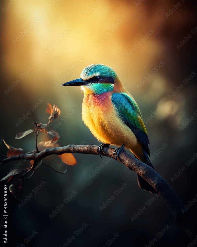 Obraz premium Vibrant bird perched on branch