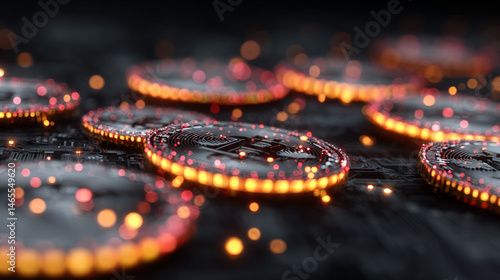 A digital representation of synthetic assets within virtual markets, showcasing glowing abstract forms that symbolize decentralized finance systems.  Generative AI