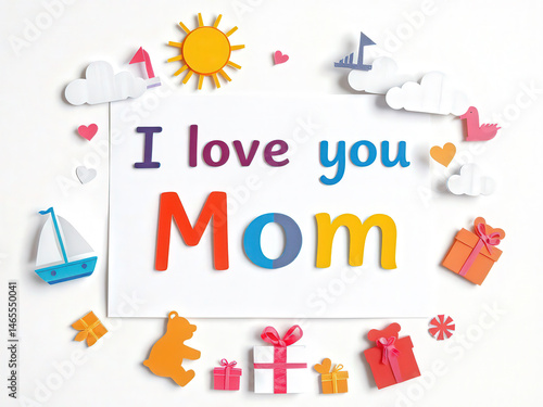 Baby card with the inscription I love you mom