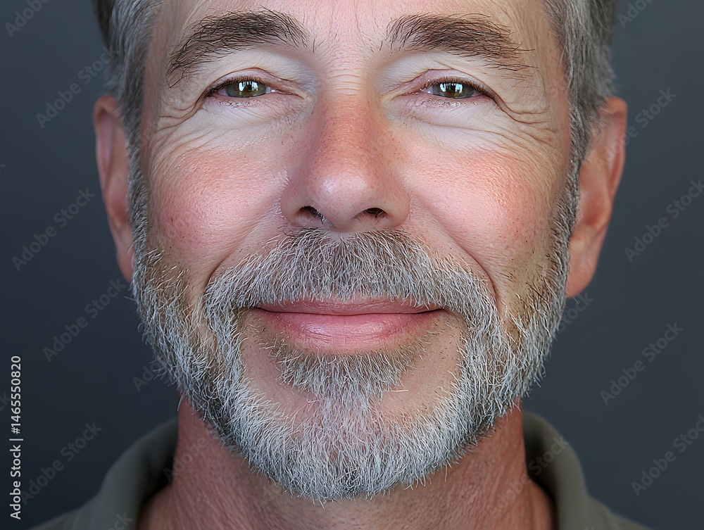 Obraz premium Closeup Portrait of a Smiling Mature Man with Gray Beard