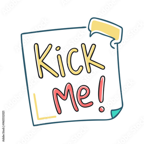 prank note that says kick me icon, prank note that says kick me vector illustration-simple illustration of prank note that says kick me, perfect for prank note that says kick me logos and icons