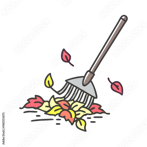 raking leaves icon, raking leaves vector illustration-simple illustration of raking leaves, perfect for raking leaves logos and icons