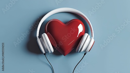 Heart and headphones symbolizing love through music

