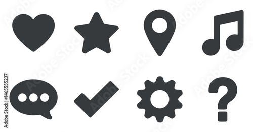 Collection of Simple Gray Icons for User Interface Design