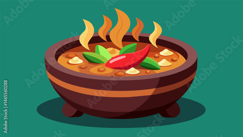 A hearty molcajete filled with rich and flavorful pozole soup the perfect comfort food for a chilly day.. Vector illustration