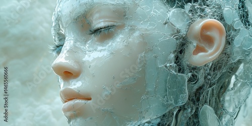 Wallpaper Mural Ethereal female visage encased in ice shards, evoking cold serenity and icy fragility, showcasing intricate detail and smooth complexion. Torontodigital.ca