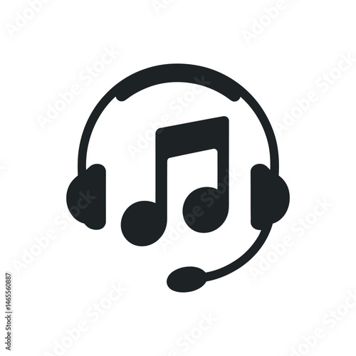 Headset with Music Notes Icon for Audio Streaming Service