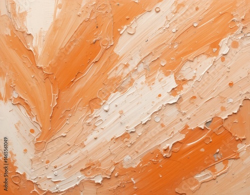 Abstract Painting with Orange and White Textured Strokes Background