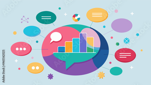 A constantly evolving bubble chart displaying the top trending topics and hashtags on a popular social media platform.. Vector illustration