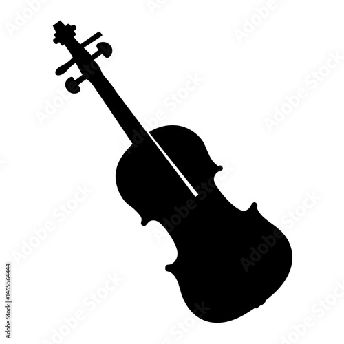 Silhouette of a classical violin, a stringed instrument for orchestras and concerts