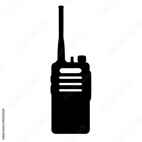 Black silhouette of a walkietalkie radio, isolated on a white background