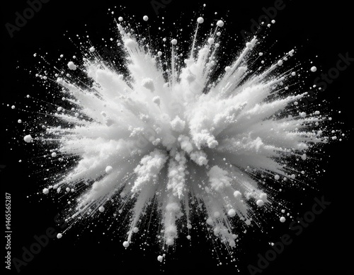 Obraz na płótnie Exploding White Powder Creates a Starburst Against Black Background w salonie