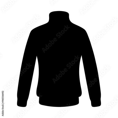 Black sweatshirt silhouette with a high collar and long sleeves style