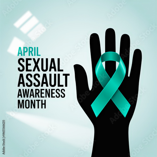 Teal ribbon for Sexual Assault Awareness Month in April.