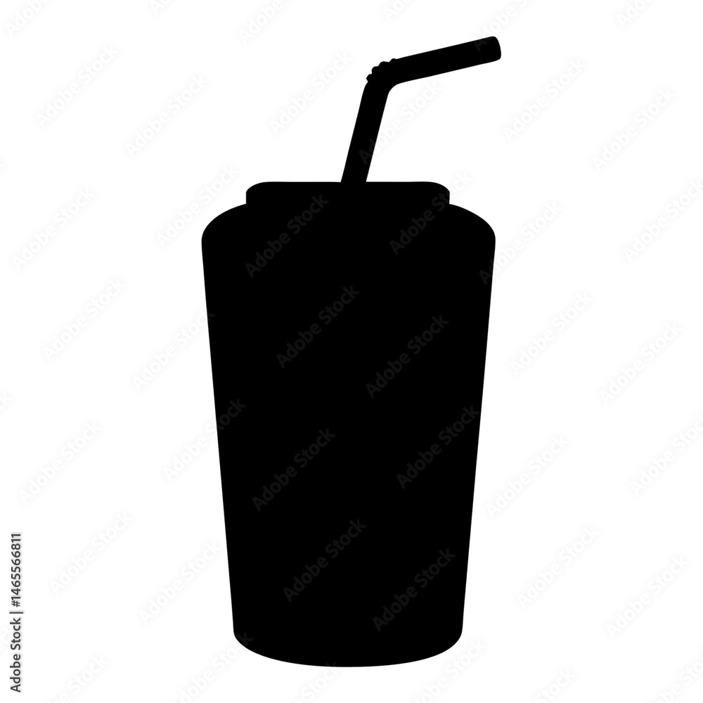 Obraz premium Silhouette of a tall beverage cup with a straw and lid